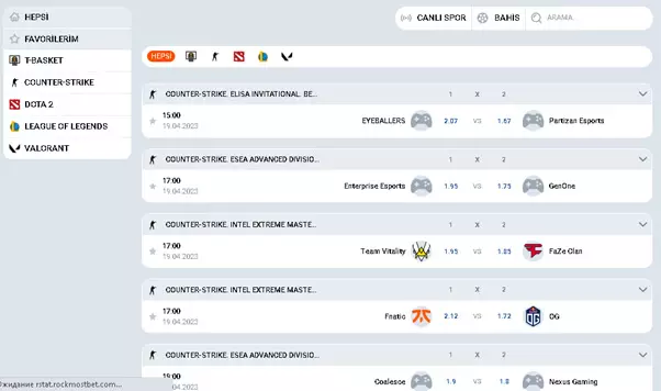 Türkiye'de Mostbet'te espor bahis hattı